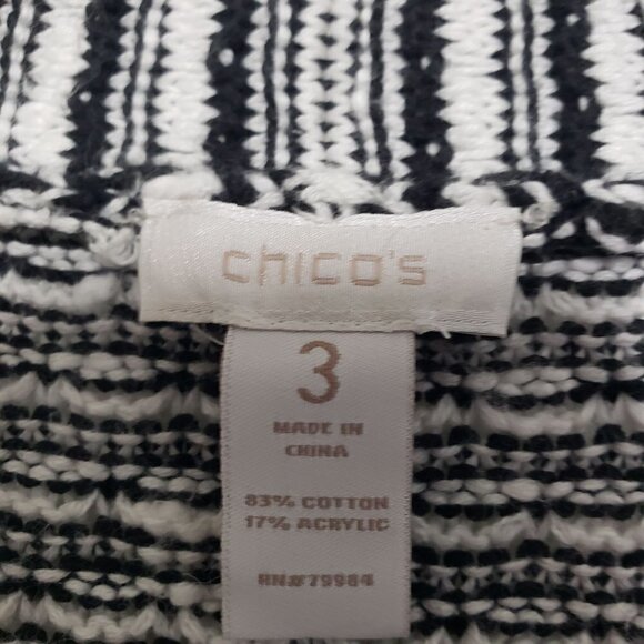 Chicos 3 Stripe Cardigan Black White Casual Career Sweater Womens XL - Picture 3 of 8